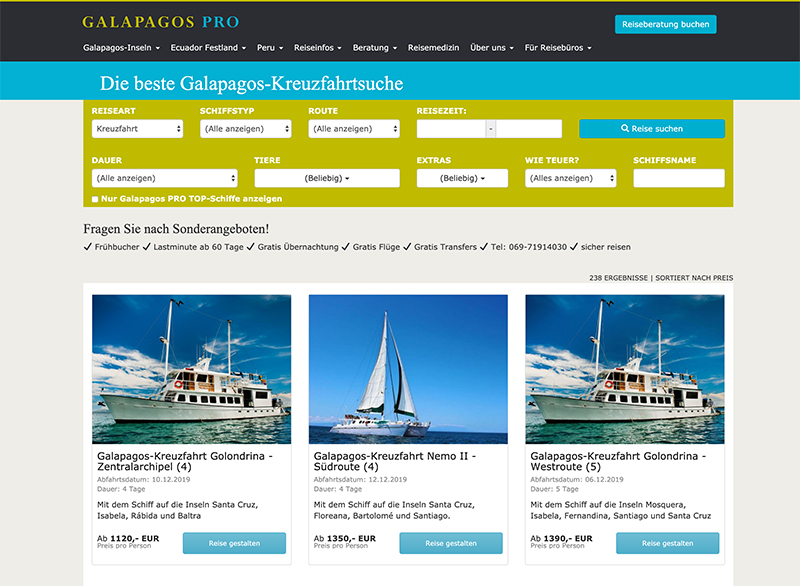Galapagos Pro: Поиск судов для поездок на Галапагос